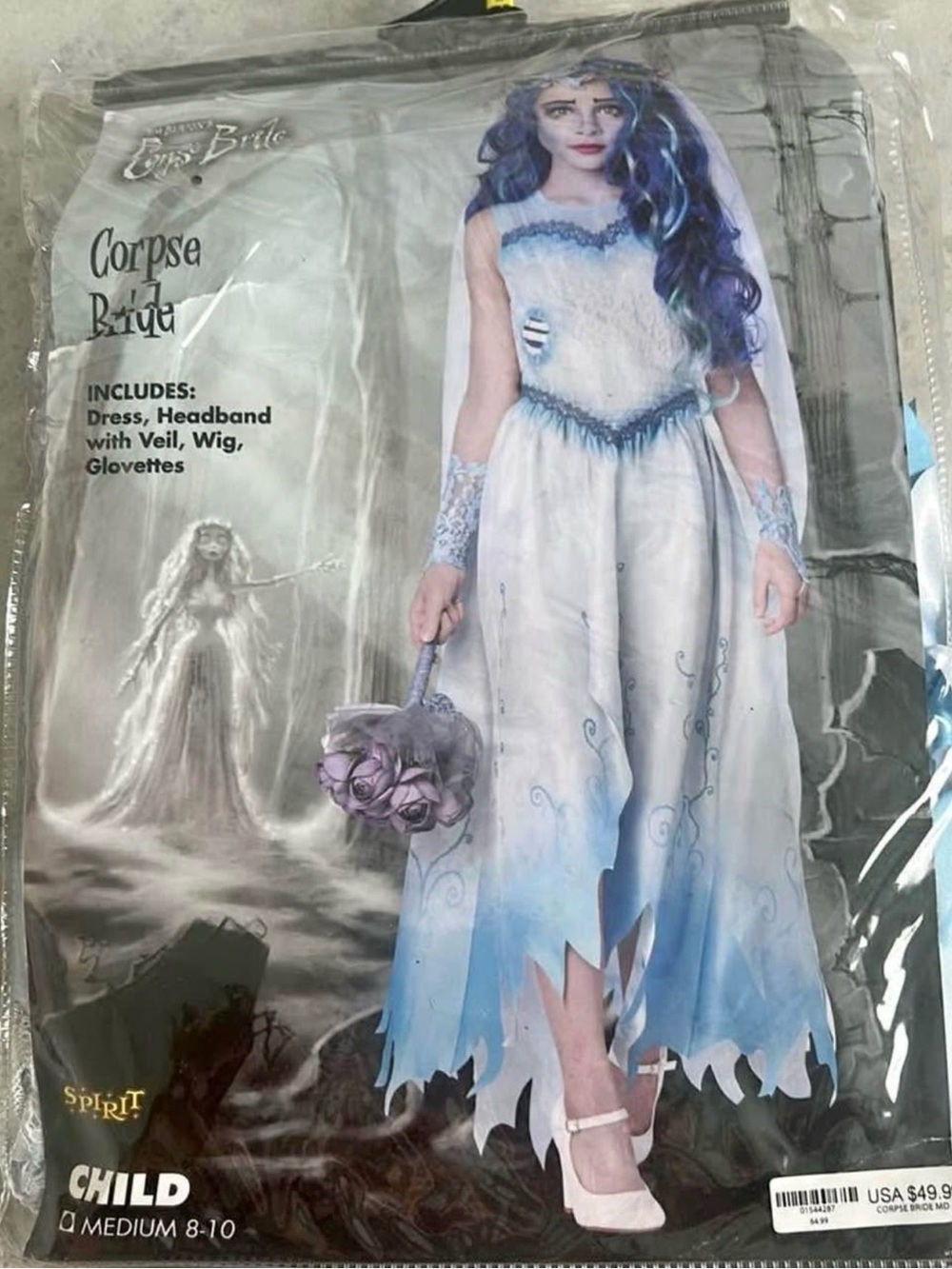 Spirit Corpse Bride Child Costume - Blue, White, Purple
